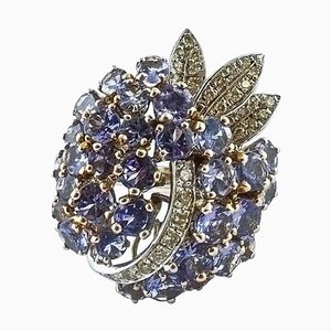 Anello in oro bianco con tanzanite e diamanti