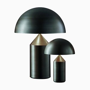 Medium and Small Atollo Table Lamps in Bronze by Vico Magistretti for Oluce, Set of 2