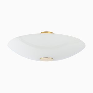 Stunning Flush Mount in Opal Glass and Brass by Florian Schulz, Germany