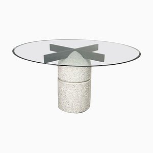 Mid-Century Italian Paracarro Table in Glass and Beton by G. Offredi for Saporiti, 1970s
