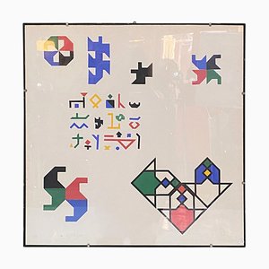 Italienisches modernes quadratisches Bild mit Collage, 1980er
