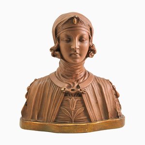 Art Nouveau Plaster Detailed and Stylized Womens Bust