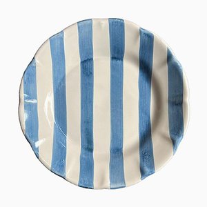Pasta Rayure Bleu Ciel Plates by Popolo, Set of 6