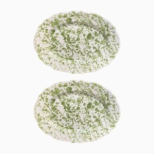 Points Vert Oval Plates from Popolo, Set of 2