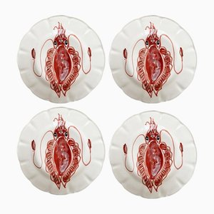 Seiche Rouge Plates from Popolo, Set of 4