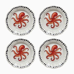 Poulpe Rouge Plates from Popolo, Set of 4