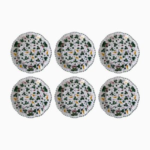 Deruta Green Flowers Plate from Popolo, Set of 6