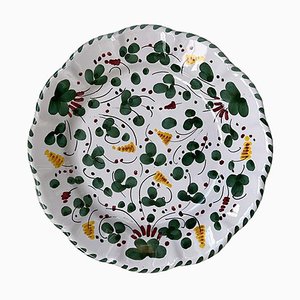 Deruta Green Flowers Plate from Popolo, Set of 6