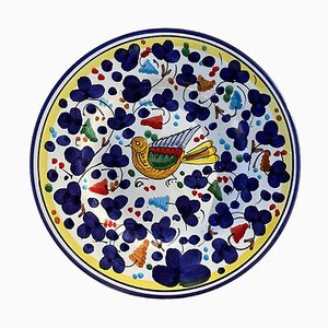 Bird and Flowers Navy Blue Plate from Popolo, Set of 2