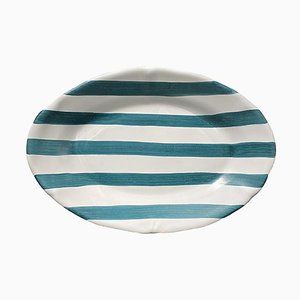 Rayure Green Oval Serving Plate from Popolo