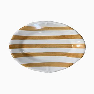 Rayure Oval Ocre Serving Plate from Popolo