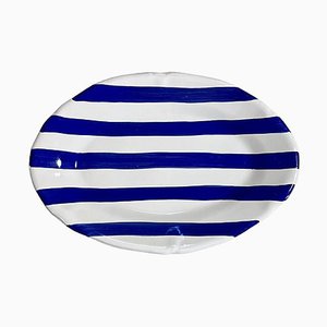 Serving Plate with Blue Stripes from Popolo