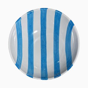 Turquoise Striped Salad Bowl by Popolo