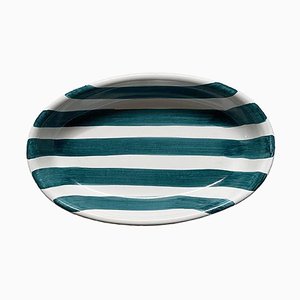 Hollow Oval Dish with Green Scratch from Popolo, Set of 6