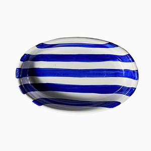 Ovale Rayure Bleu Servierteller von Popolo, 2er Set