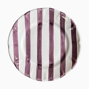 Rayure Violette Pasta Plates from Popolo, Set of 6
