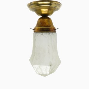 Brass and Glass Pendant Lamp, Early 20th Century