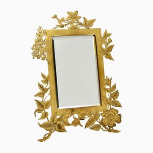 Antique Art Nouveau Brass Table Mirror Frame
