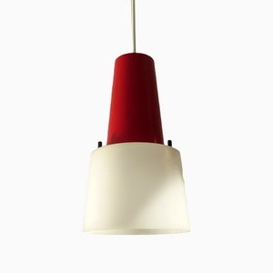Modernist Red & White Pendant Lamp, 1950s