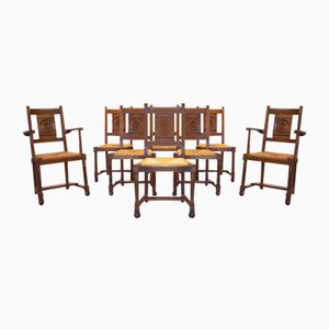 Sedie e poltrone brutaliste Mid-Century, anni '50, set di 6