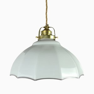 French Hanging Lamp with Opal Glass