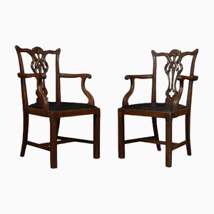 Chippendale Revival Mahogany Armchairs, Set of 3