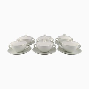 Salto Service of Bouillon Cups with Saucers by Axel Salto for Royal Copenhagen, 1960s, Set of 12