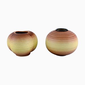 Glazed Ceramics Vases by Gertrud Lönegren for Rörstrand, Set of 2