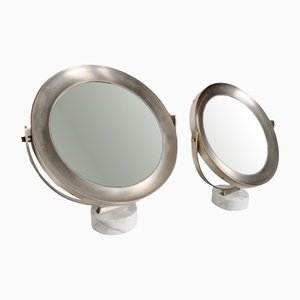 Marble and Steel Narciso Table Mirrors by Sergio Mazza for Artemide, Italy, 1970, Set of 2