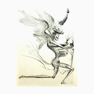 Salvador Dali, The Winged Demon, Grabado original, 1968