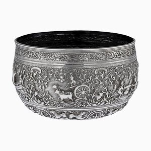 19th Century Burmese Chased Silver Bowl