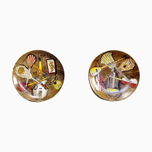 Platos de porcelana de la serie Musical Instruments de Piero Fornasetti, años 50