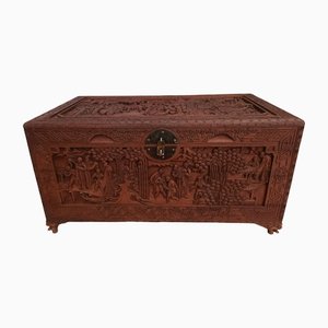 Antique Camphor Wood Carved Chest or Trunk