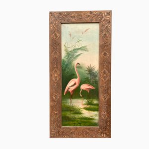 Pink Flamingos, Frühes 20. Jh., Öl auf Leinwand