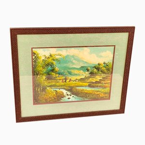 Indochinese Rice Field, 1950s, Oil on Canvas, Framed