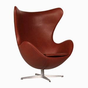 Danish Model 3316 Egg Chair in Leather by Arne Jacobsen for Fritz Hansen, 1969