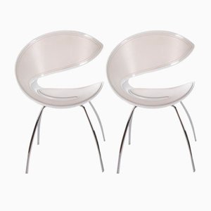 Italian Dining Leather Model Twist Room Chairs, Set of 4