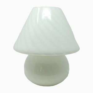 Lámpara de mesa hongo blanca de cristal de Murano de Paolo Venini, años 70