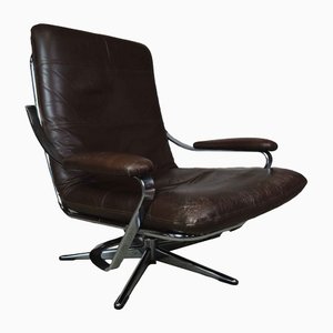 Vintage Leather Swivel Lounge Chair