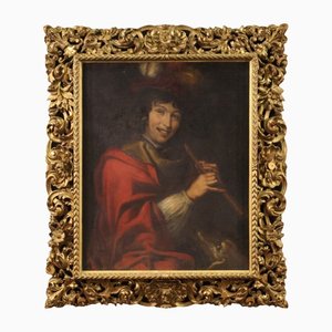 Flemish Artist, The Flute Player, 17th Century, Oil on Canvas, Framed