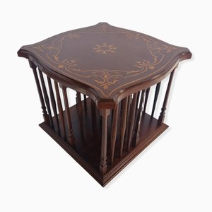 Wooden Rotating Library with Marquetry