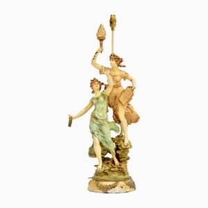 Antike Jugendstil Tischlampe von L & F Moreau