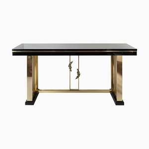 Mid-Century Italian Lacquered Wood and Gilt Metal Console Table