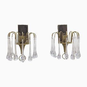 Venini Stil Murano Glas Tropfen Wandlampen, 1960er, 2er Set