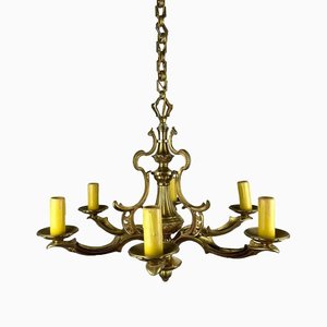 Large Bronze French Chandelier, 1950s