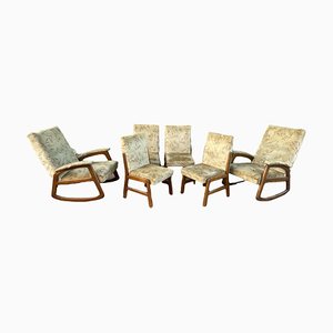 Rocking Chairs et Chaises de Salle à Manger Scandinaves en Teck, 1970s, Set de 6