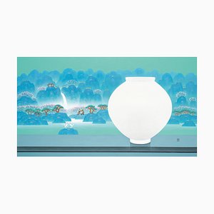 Cho Mun-Hyun, Landscape with a Moon Jar, 2020, acrílico sobre lienzo