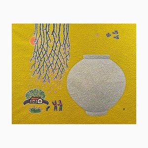 Cho Mun-Hyun, Landscape with a Moon Jar, 2022, acrilico su carta