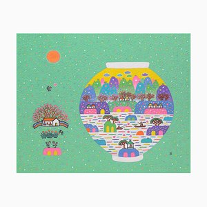Cho Mun-Hyun, Moon Jar-Coexistence, 2021, Acrylique sur Papier