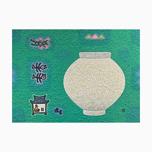 Cho Mun-Hyun, Landscape with a Moon Jar, 2022, Acrylic on Paper